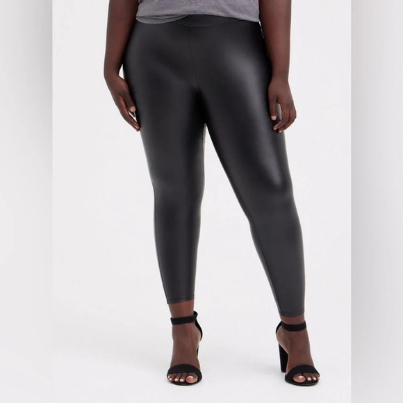 torrid Pants - Torrid Black Full Length Signature Waist Faux Leather Leggings Plus Size 3X